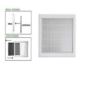 11176180 GRIGLIA DI RIPRESA IN PLASTICA ABS BIANCA CON FILTRO E CONTROTELAIO TECNOSYSTEMI