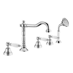 12280CR Batteria bordo vasca cinque fori con deviatore e bocca PORTA E BINI