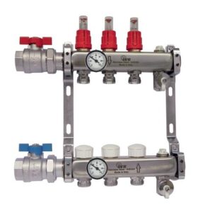 1802B22607 Coppia collettori inox 7 vie 1" c/valvole termostatizzabili IVR - immagine 1