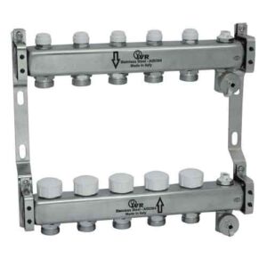 180322510 Coppia collettori inox 10vie 1" c/detentori e valvole termostatizzabili IVR - immagine 1
