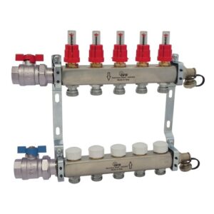 1804R22503 Coppia collettori inox 3 vie 1" c/cappellotto C/RUB IVR