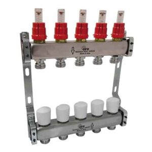 180632507 Coppia collettori inox 7vie 1"1/4 c/misuratori e volantini IVR - immagine 1