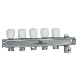 187512506 Collettore inox 6 vie 1"1/4 attacco 3/4 di ritorno c/valvole manuali e valvole sfogo IVR - immagine 1