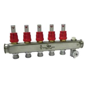 187810508 Collettore inox 8vie 1" di mandata c/misuratori e rubinetto IVR - immagine 1