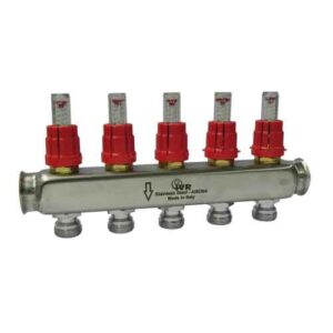 187813508 Collettore inox 8 vie 1"1/4 di mandata c/misuratori IVR - immagine 1