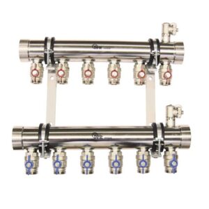 188242714 Collettore industriale inox 1"1/2 int. 70mm c/rubinetto 14 vie IVR - immagine 1