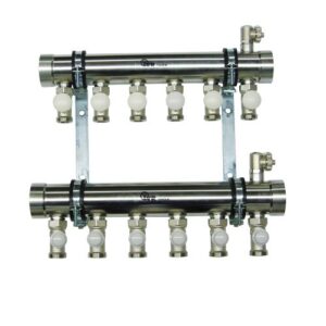 188452714 Collettore industriale inox 2" int.70mm c/rubinetto, cappellotto e detentore 14vie IVR - immagine 1