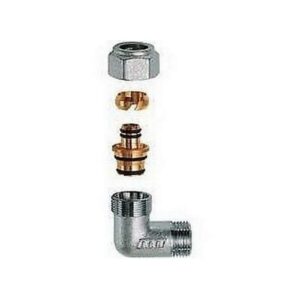5261 1244191 GOMITO M 1/2' RAME CROMATO ADATTATORE MULTISTRATO 18X2 FAR - immagine 1
