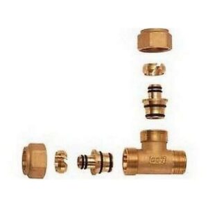 5501 1258190 RACCORDO A 'T' 2 MONOCONI M 1/2' GIALLO ADATT.MULTISTRATO 16X2 FAR - immagine 1