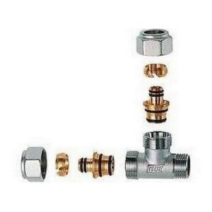 5511 1265193 RACCORDO A T 2 MONOCONI M 1/2' CROMATO  ADATT.MULTISTRATO 14X2 FAR - immagine 1