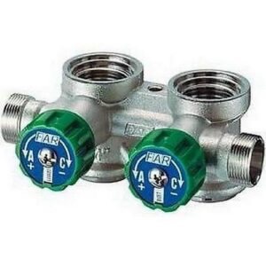 3753 34 COLLETTORE COMPLANARE 3/4' CON ARRESTI 2 ATTACCHI DX CROMATO FAR - immagine 1