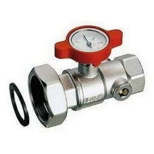 3046 1B VALVOLA MANUALE CROMATA 1' CON DI TERMOMETRO CON MANIGLIA BLU FAR