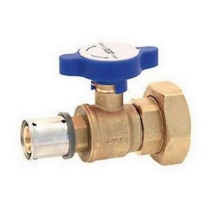 59462602 VALVOLA GIALLA MANUALE A SFERA 1' 1/2 F PF Ø 26X3 MANIGLIA ROSSA FAR - immagine 1