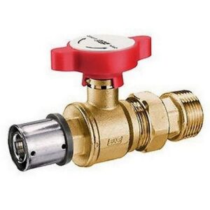 59422603 VALVOLA GIALLA A SFERA 1' M ATTACCO PF Ø 26X3 MANIGLIA BLU FAR - immagine 1