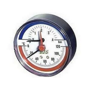 2550 P04 TERMOMANOMETRO ATT. POSTERIORE D. 80 mm. 0-4 BAR 0-120° C FAR - immagine 1