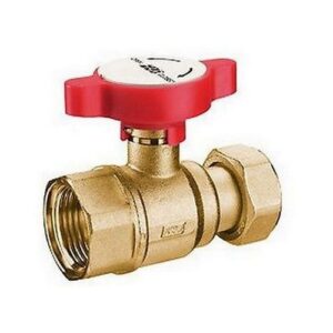3053 134R VALVOLA GIALLA 1' F- 3/4' F CON CALOTTA MOBILE E MANIGLIA ROSSA FAR - immagine 1
