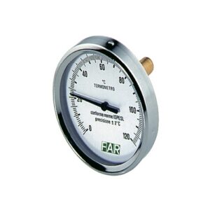 2600 100 TERMOMETRO BIMETALLICO D. 80 mm. - ATT. 1/2' - 0/120° - 100 mm FAR - immagine 1