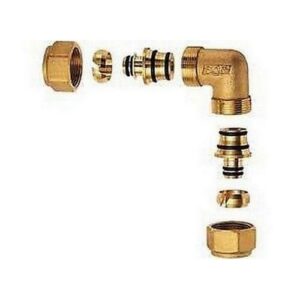 5351 1258200 GOMITO DOPPIO 1/2' GIALLO CON ADATTATORE MULTISTRATO 16X2.25 FAR - immagine 1