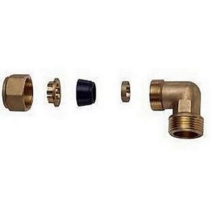 5864 122 GOMITO MASCHIO 1' GIALLO COMPLETO DI KIT PER TUBO GAS Ø 22 FAR - immagine 1