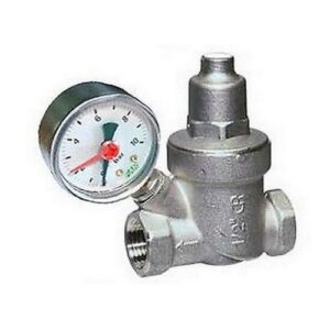 2871 12 RIDUTTORE DI PRESSIONE 1/2' F-F CROMATO SERIE COMPATTA CON MANOMETRO FAR