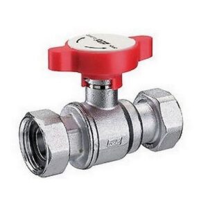 3056 1B VALVOLA SFERA CROMATA DOPPIA CALOTTA MOBILE 1' F MANIGLIA BLU FAR - immagine 1