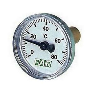 2651 TERMOMETRO BIMETALLICO D. 40 mm. 0-80 GRADI COMPLETO DI POZZETTO FAR