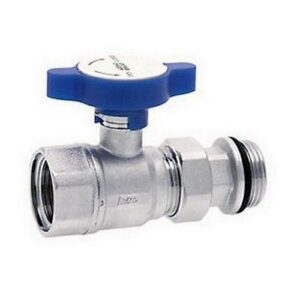 3058 1B VALVOLA SFERA CROMATA MANUALE MAN.BLU 1'M X 1'F  X ATT.COLLETTORI FAR