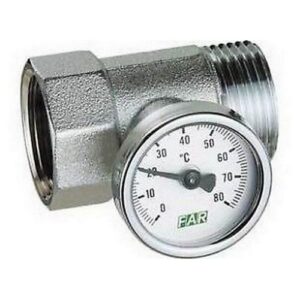 3432 1 RACCORDO PORTA TERMOMETRO MIS. 1" COMPLETO DI TERMOMETRO D. 40 FAR - immagine 1