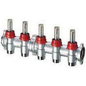 3972 110 COLLETTORE DI MANDATA FLANGIATO 1" 10 VIE RAME CON FLUSSIMETRI FAR - immagine 1