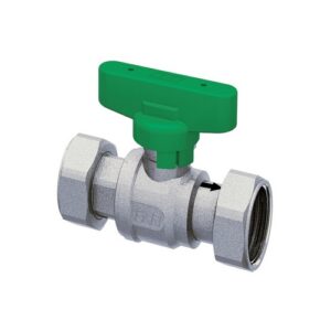 3037 12VC VALVOLA A SFERA CROMATA 1/2' F-F CON CALOTTE MOBILI MANIGLIA VERDE FAR - immagine 1