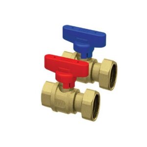 3047 134B VALVOLA GIALLA A SFERA 3/4' C/MANIGLIA BLU E CALOTTA MOBILE 1' ATT. F-F FAR - immagine 1