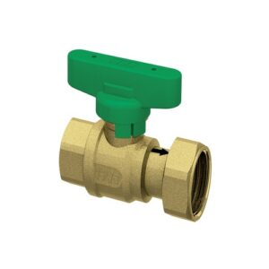 3047 134V VALVOLA GIALLA A SFERA 3/4' C/VALVOLA  DI RITEGNO, MANIGLIA VERDE E CALOTTA MOBILE 1' ATT. F-F FAR - immagine 1