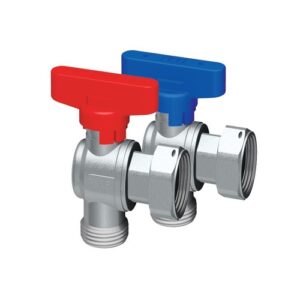 3098 34BC VALVOLA A SFERA DN15 A SQUADRA CROMATA CON CALOTTA MOBILE 3/4' E MANIGLIA BLU FAR - immagine 1