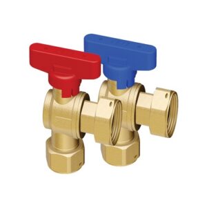 3099 34R VALVOLA A SFERA DN15 A SQUADRA GIALLA CON DOPPIA CALOTTA MOBILE 3/4' E MANIGLIA ROSSA FAR - immagine 1