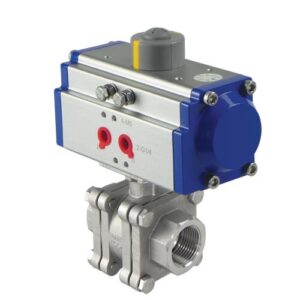 466312607 Valvola sfera 3 pezzi inox FFF + attuatore pneumatico rotante 1"1/4 IVR - immagine 1