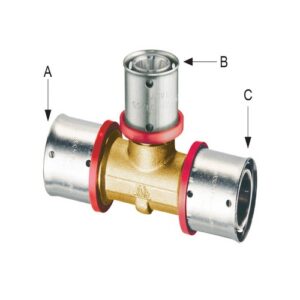 49894002 PRESSFAR SERIE SDR11 - TEE RIDOTTO AL CENTRO Ø 40X3,7 - 32X2,9 - 40X3,7 - GHIERA ROSSA FAR - immagine 1