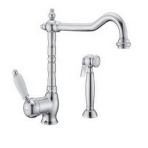 50478CR Monocomando lavello New Old con doccetta esterna estraibile leva bianca PORTA E BINI - immagine 1