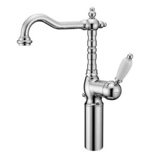 50490CR Monocomando lavabo alto con scarico automatico leva bianca PORTA E BINI