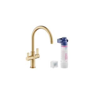 FL96824/3VBGTP RUBINETTO MISCELATORE LAVELLO BICOMANDO ACQUA FILTRATA CONTALITRI FLAG ORO NOBILI - immagine 1