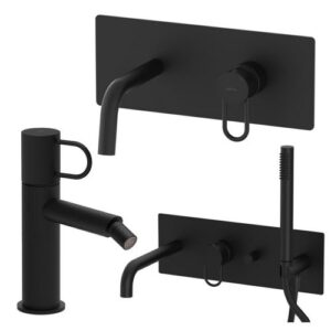 JK29 Set lavabo incasso 24,8 cm con bidet incasso vasca nero opaco JOKER PAFFONI