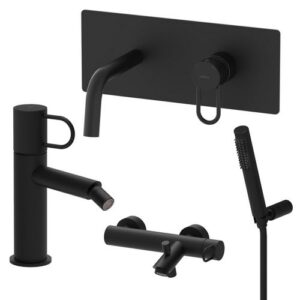 JK31 Set lavabo incasso 24,8 cm bidet ed esterno vasca nero opaco JOKER PAFFONI