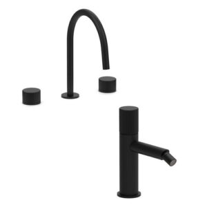 JO11 Set batteria lavabo con bocca fissa con bidet nero opaco JO PAFFONI
