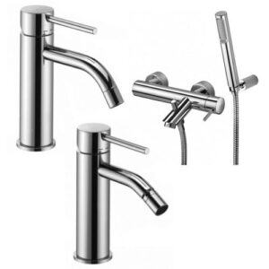 LIG10 Set lavabo e bidet con esterno doccia con supporto cromato LIGHT PAFFONI