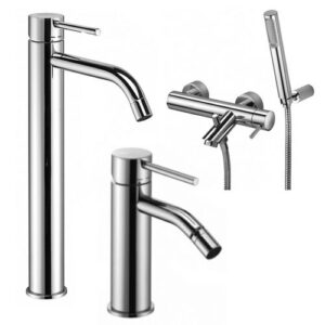 LIG11 Set lavabo prolungato e bidet con esterno doccia cromato LIGHT PAFFONI