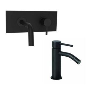LIG21 Set incasso lavabo acciaio inox 17,8cm con bidet nero opaco LIGHT PAFFONI