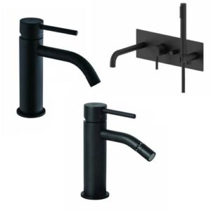 LIG34 Set lavabo e bidet con incasso vasca nero opaco LIGHT PAFFONI