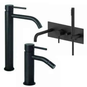 LIG37 Set lavabo prolungato e bidet con incasso vasca nero opaco LIGHT PAFFONI