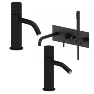 LIG41 Set lavabo e bidet senza leva con incasso vasca nero opaco LIGHT PAFFONI