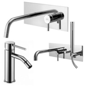 LIG47 Set lavabo incasso 12,3cm con bidet ed incasso vasca cromato LIGHT PAFFONI