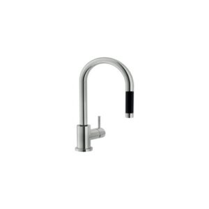 LV00137/1IX RUBINETTO MISCELATORE DOCCIA ESTRAIBILE MONOGETTO IMPUGNATURA NERA LIVE INOX NOBILI - immagine 1